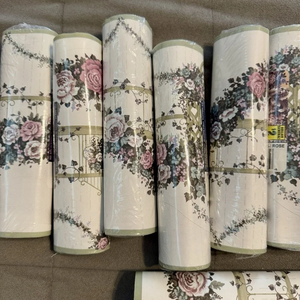 Vintage Floral Prepasted Wallpaper Border‎ 11 Rolls Old Fashion Rose 4 Yd ea.